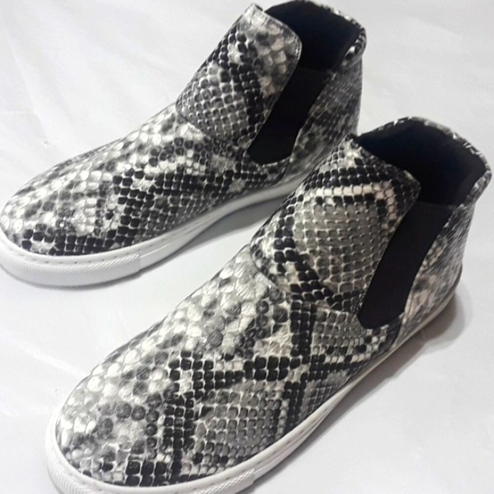 Womens Sz 8 Snakeskin Embossed High-Top Grunge Pull-on Pierre Dumas Sneakers